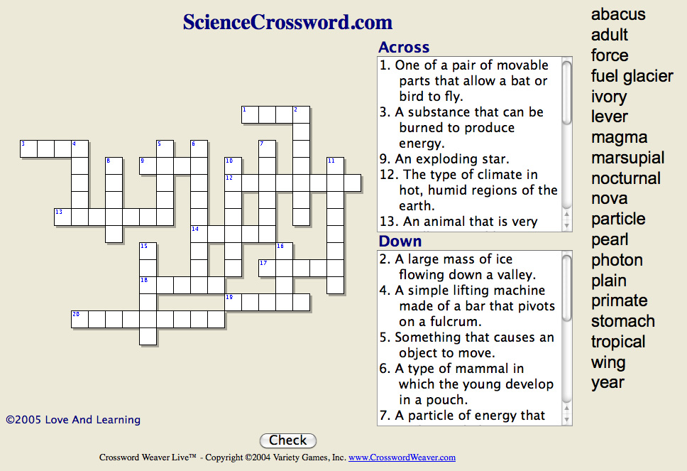 Science Crossword